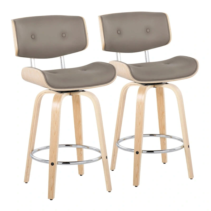 26-Inch Fixed-Height Counter Stool with Bent Wood Legs