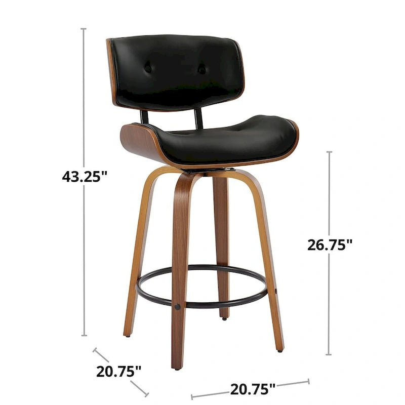 26-Inch Fixed-Height Counter Stool with Bent Wood Legs