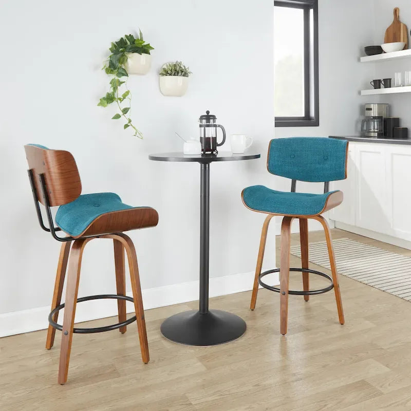 26-Inch Fixed-Height Counter Stool with Bent Wood Legs