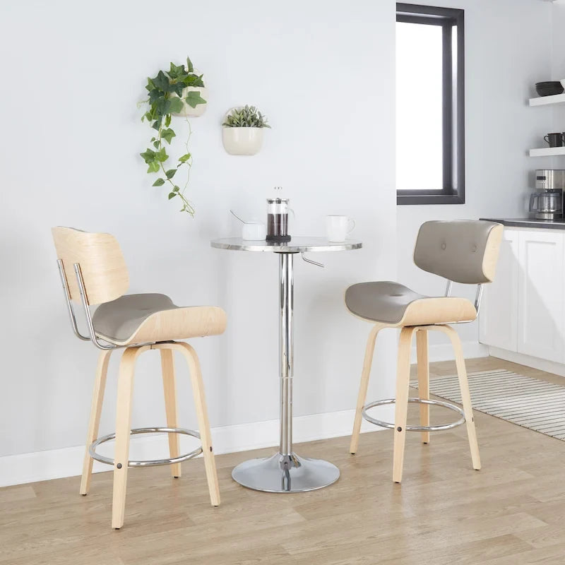 26-Inch Fixed-Height Counter Stool with Bent Wood Legs
