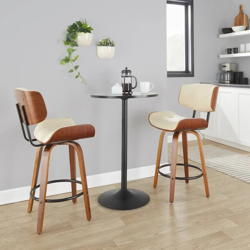 26-Inch Fixed-Height Counter Stool with Bent Wood Legs