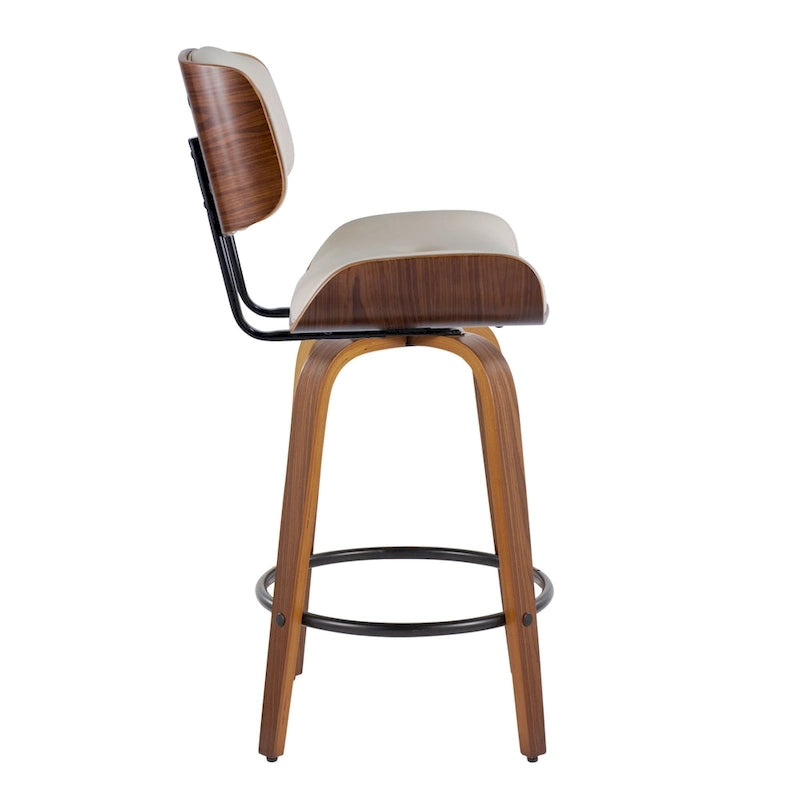 26-Inch Fixed-Height Counter Stool with Bent Wood Legs
