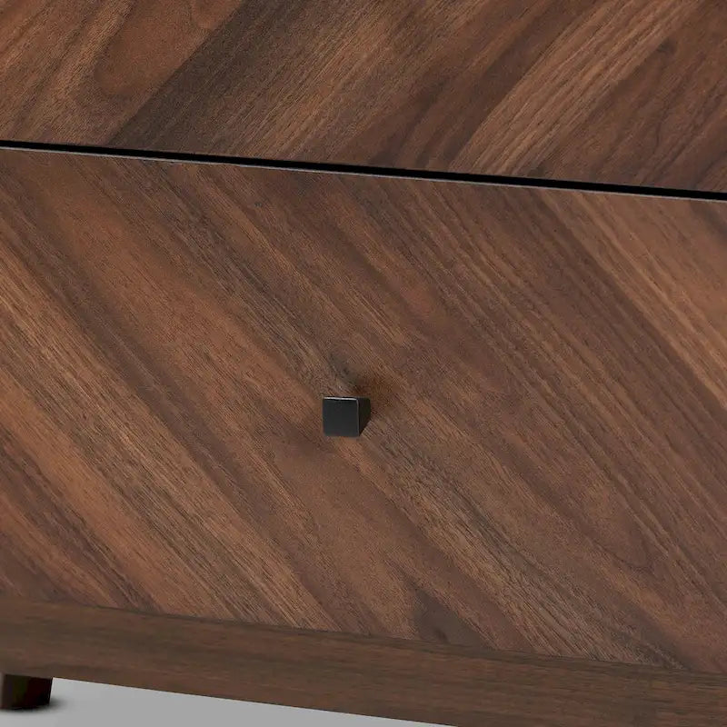Cassettiera portaoggetti marrone noce moderna di metà secolo con 3 cassetti