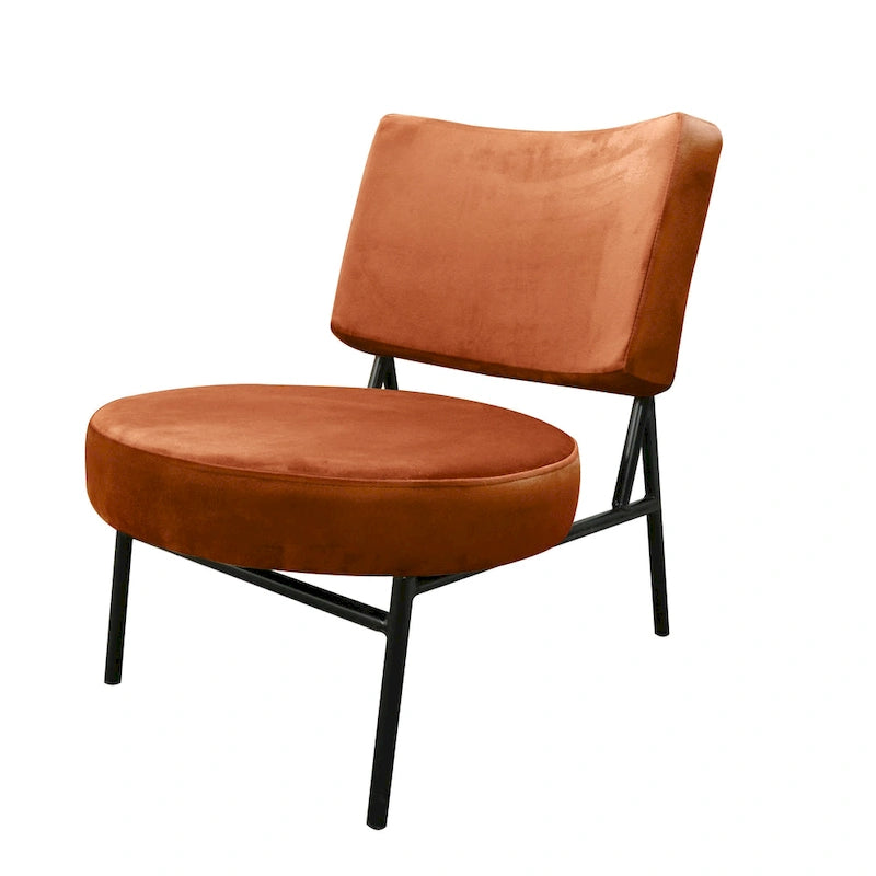 Modern Orange Velvet Accent Chair