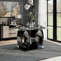 Contemporary 63-inch Double Ring Glass Top Dining Table