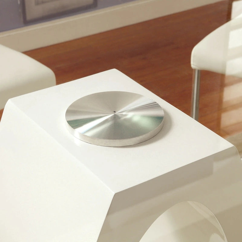 Contemporary 63-inch Double Ring Glass Top Dining Table