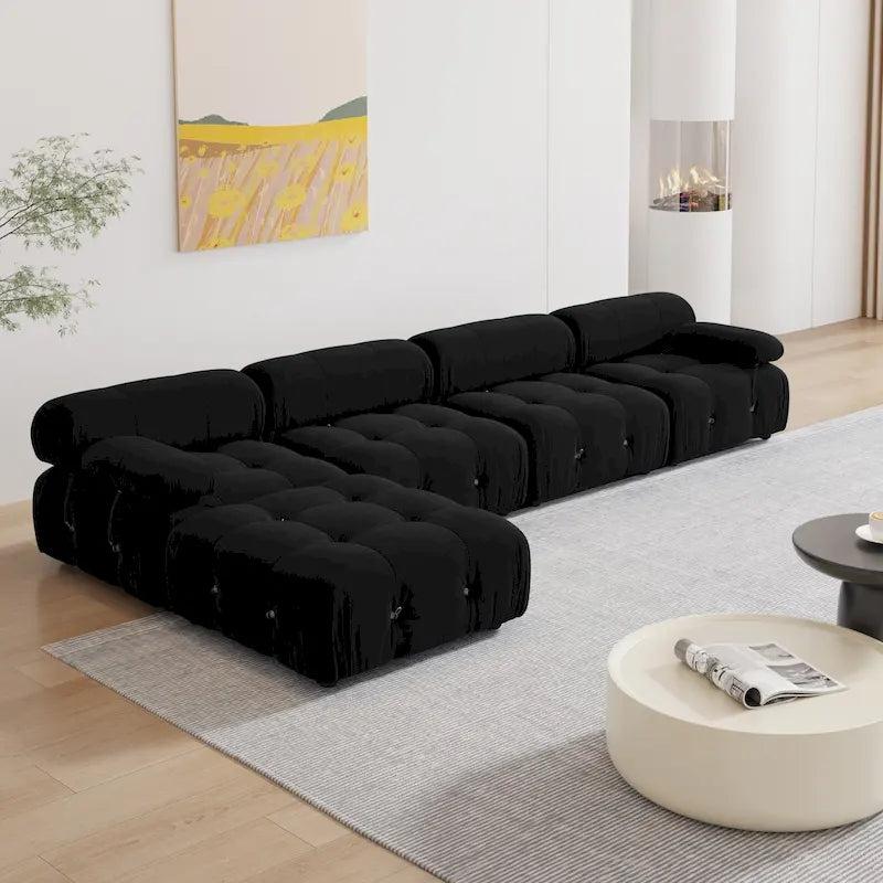 Black Velvet Modular Sectional Sofa