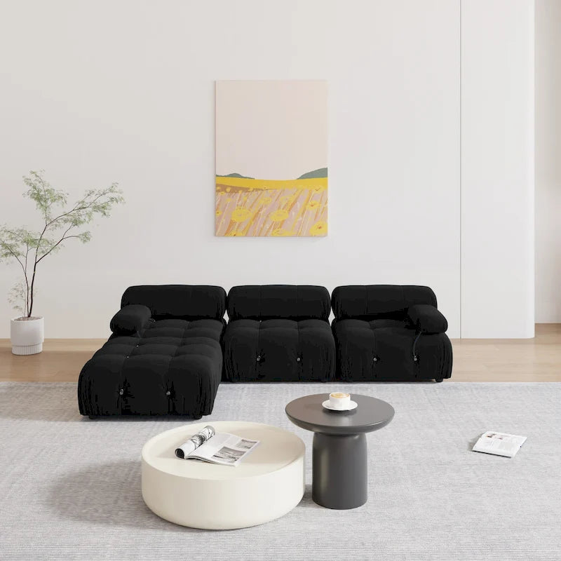 Black Velvet Modular Sectional Sofa