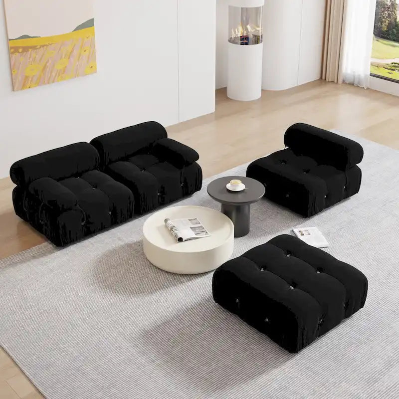 Black Velvet Modular Sectional Sofa