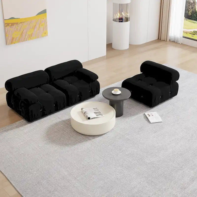 Black Velvet Modular Sectional Sofa