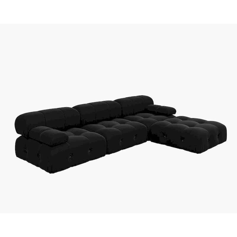 Schwarzes modulares Sofa aus Samt