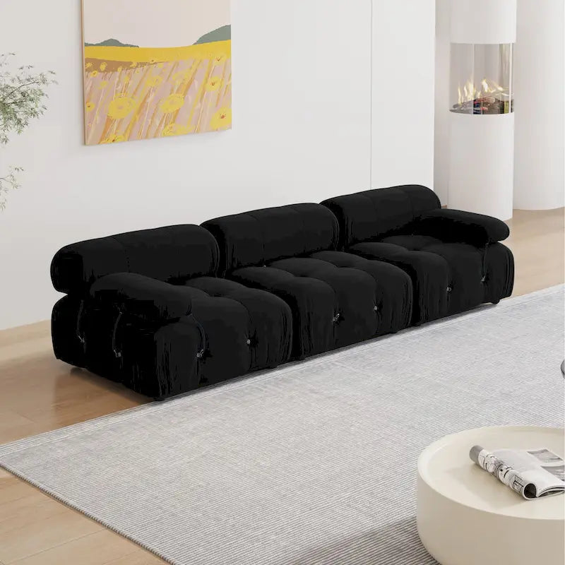Schwarzes modulares Sofa aus Samt