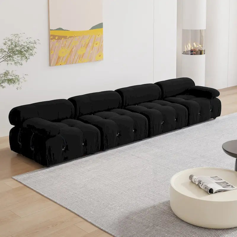 Schwarzes modulares Sofa aus Samt