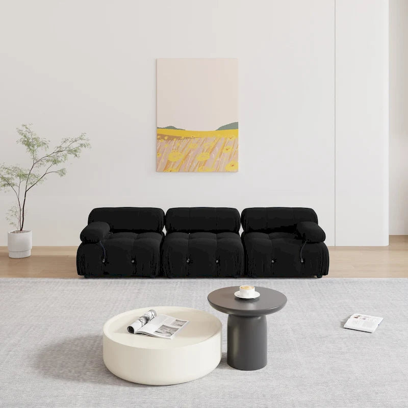 Schwarzes modulares Sofa aus Samt