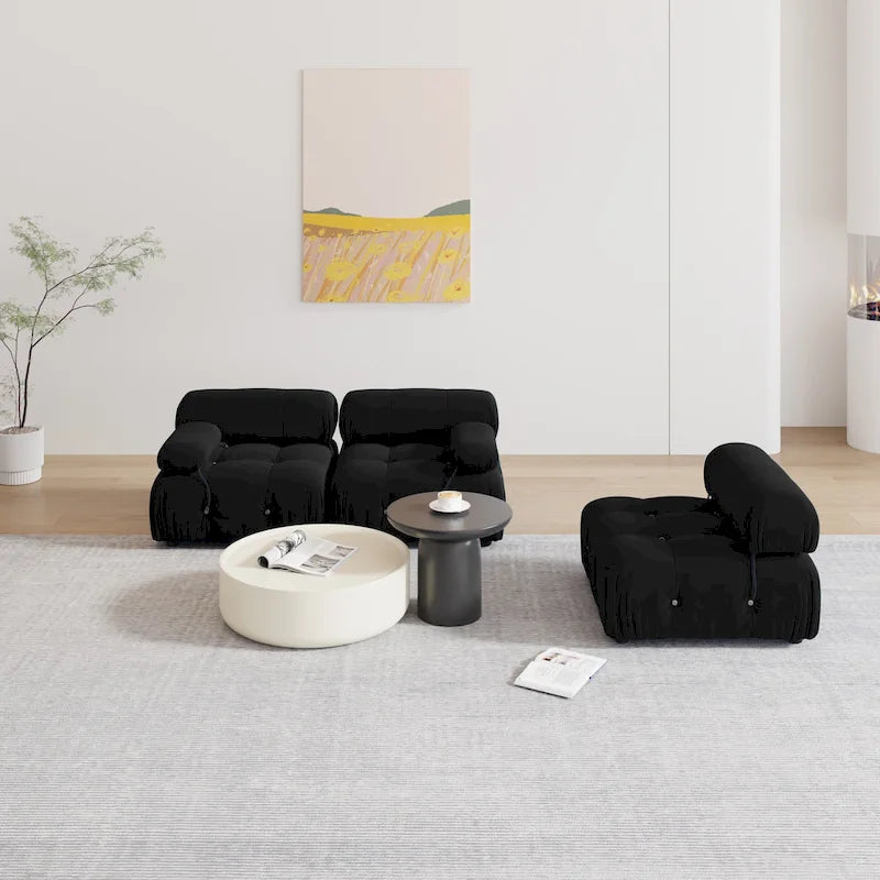 Schwarzes modulares Sofa aus Samt
