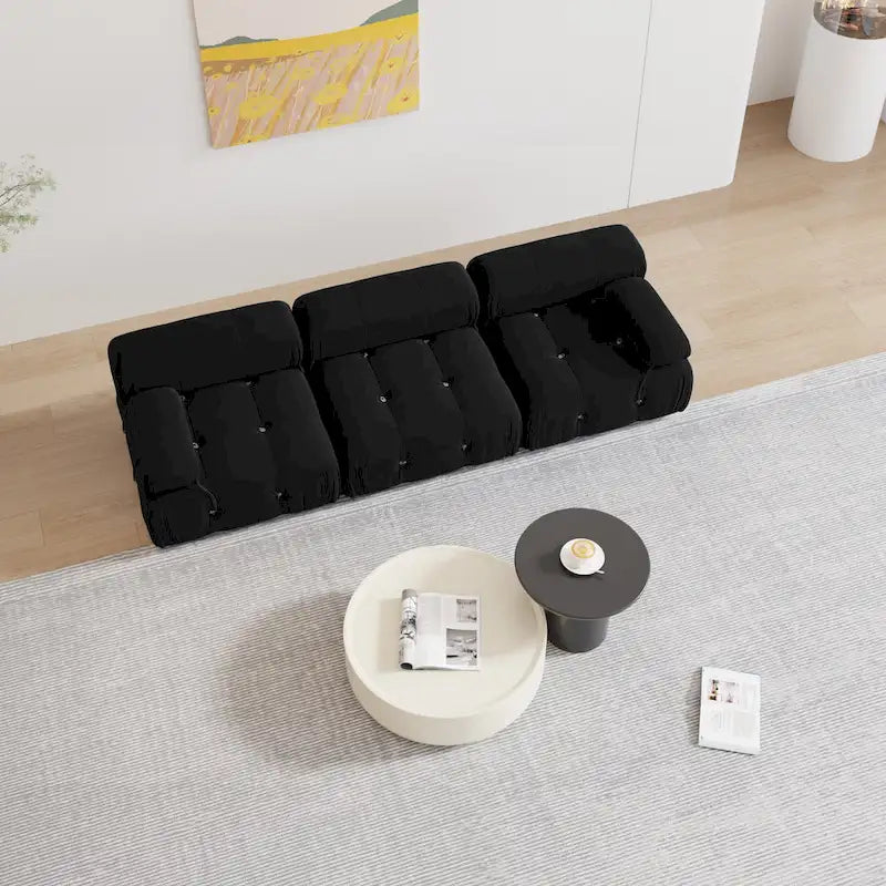 Schwarzes modulares Sofa aus Samt