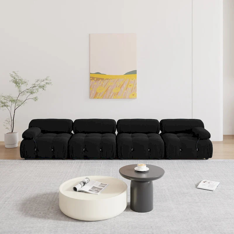 Schwarzes modulares Sofa aus Samt