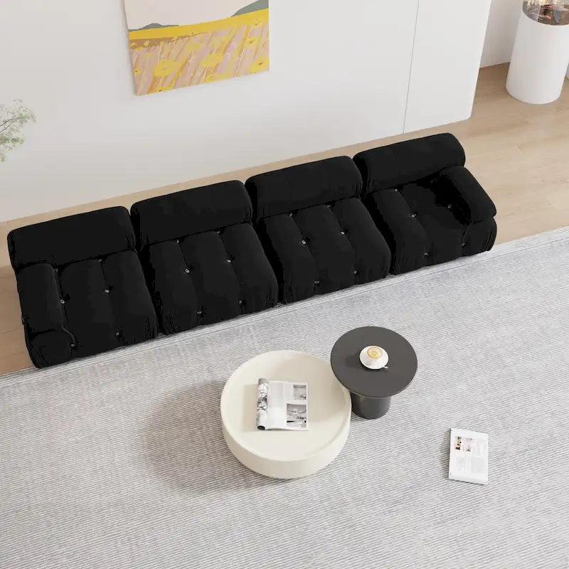 Schwarzes modulares Sofa aus Samt