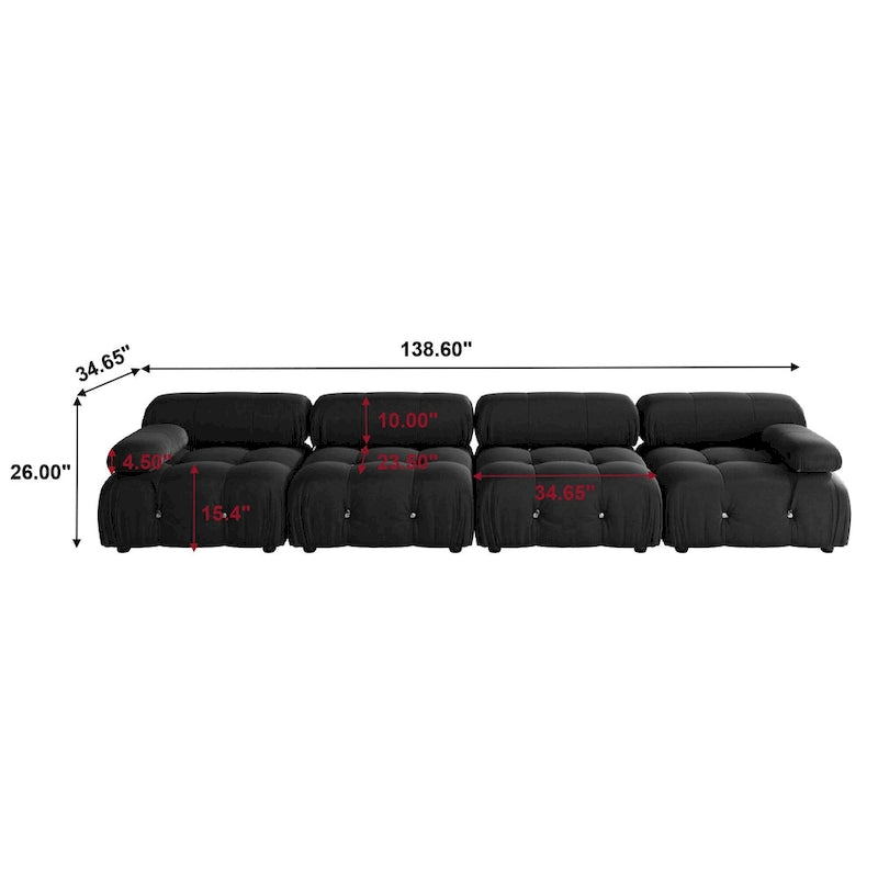 Schwarzes modulares Sofa aus Samt