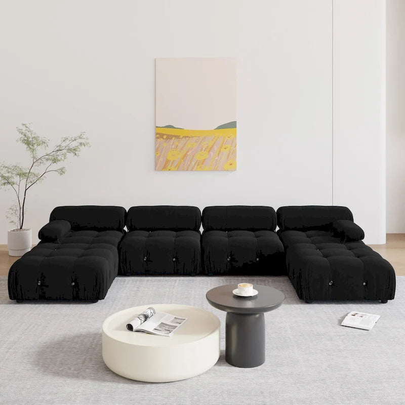 Schwarzes modulares Sofa aus Samt