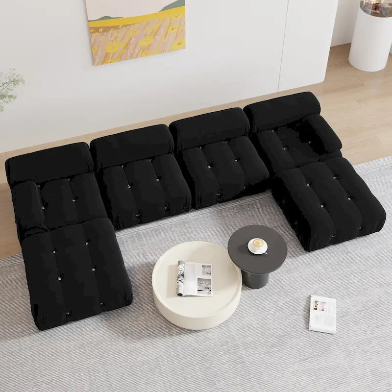 Schwarzes modulares Sofa aus Samt