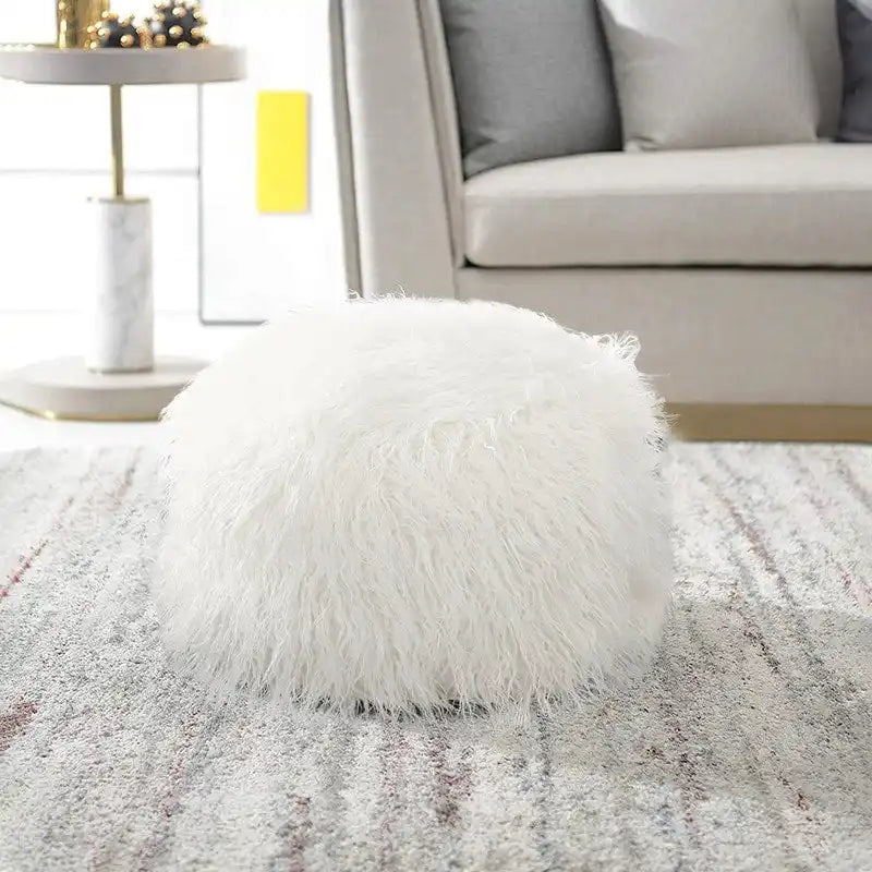 Bezug für runden Kunstfell-Pouf