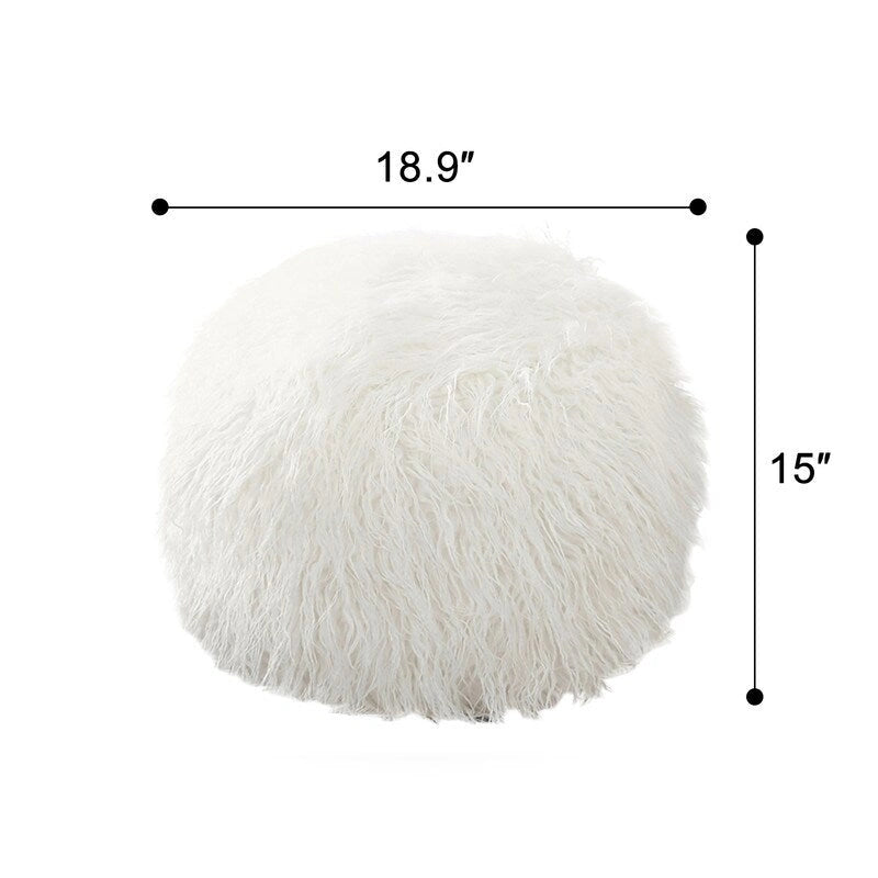 Housse de pouf rond en fausse fourrure