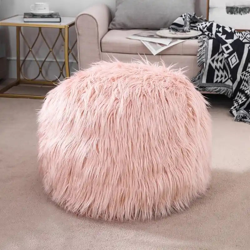 Bezug für runden Kunstfell-Pouf
