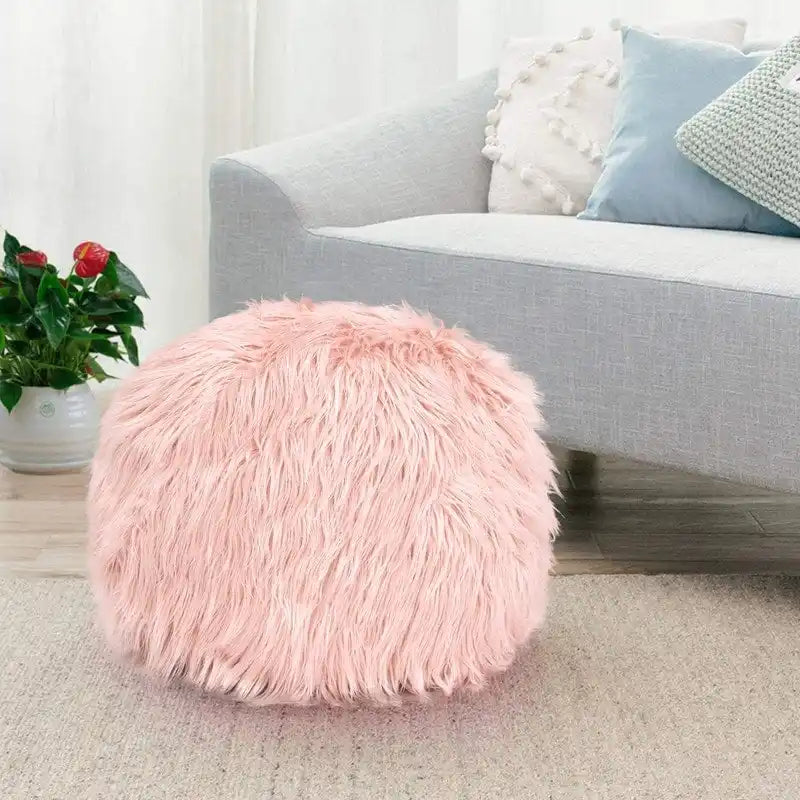 Bezug für runden Kunstfell-Pouf