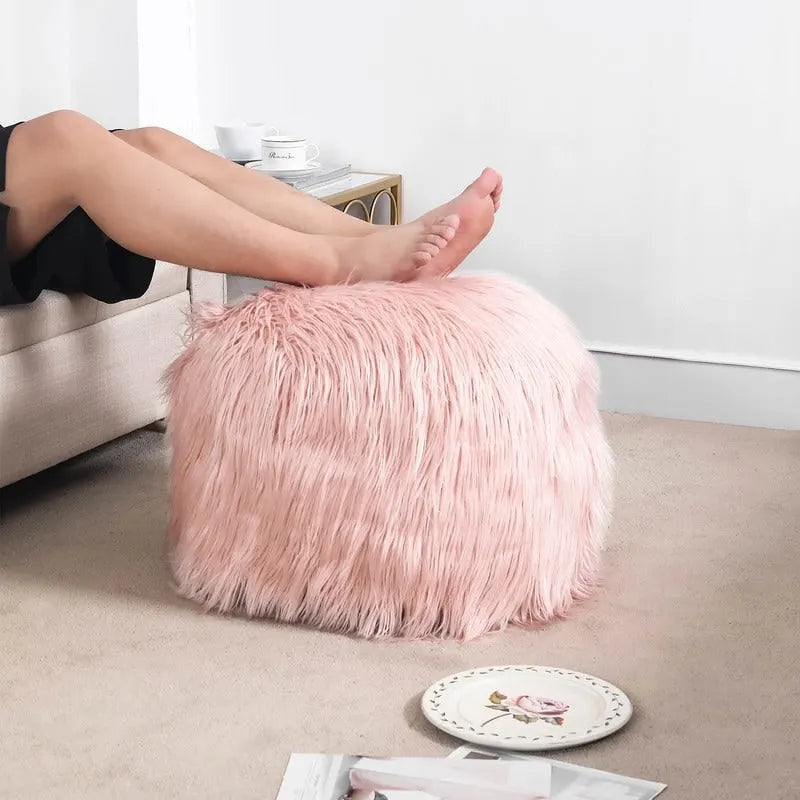 Bezug für runden Kunstfell-Pouf