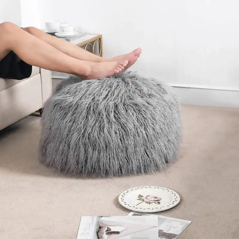Bezug für runden Kunstfell-Pouf