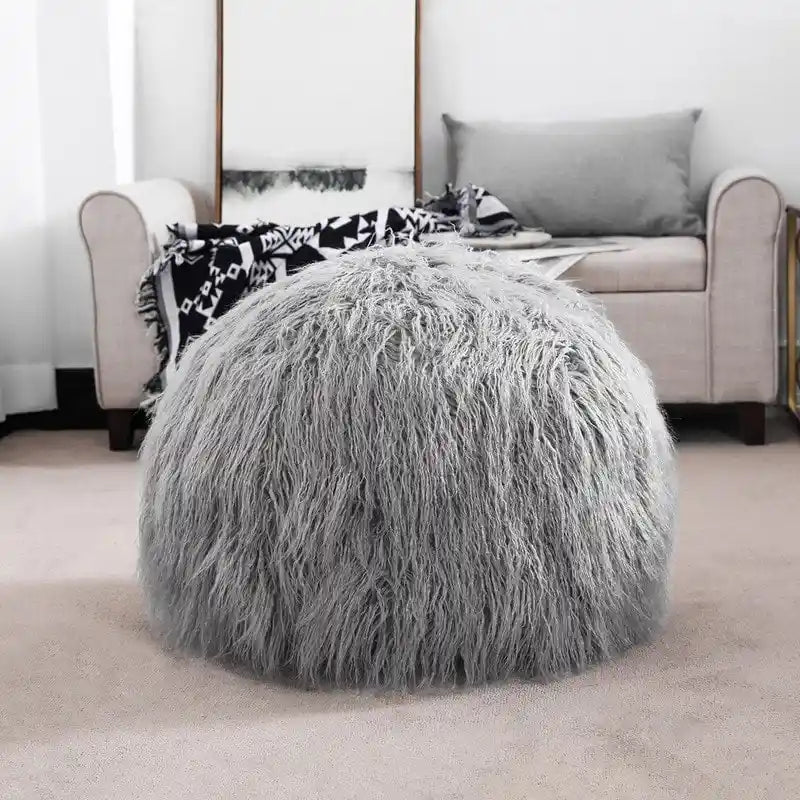 Bezug für runden Kunstfell-Pouf