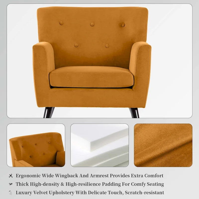 Velvet Tufted Accent Armchair