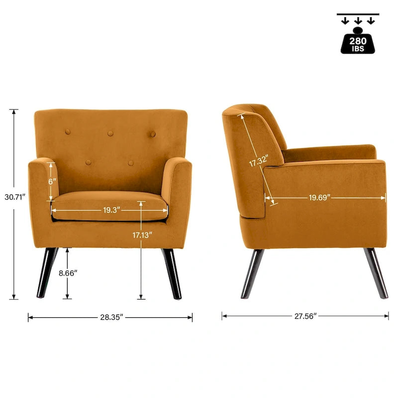 Velvet Tufted Accent Armchair