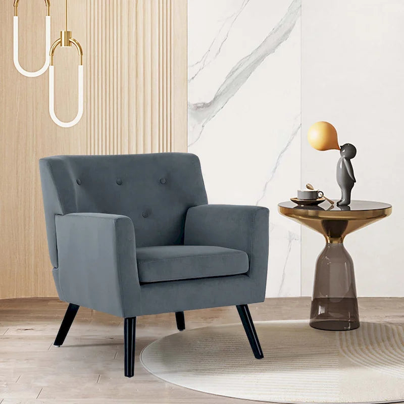 Velvet Tufted Accent Armchair