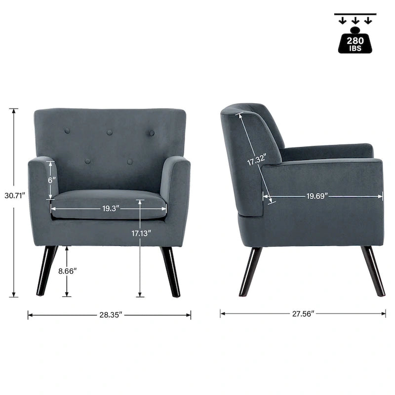 Velvet Tufted Accent Armchair