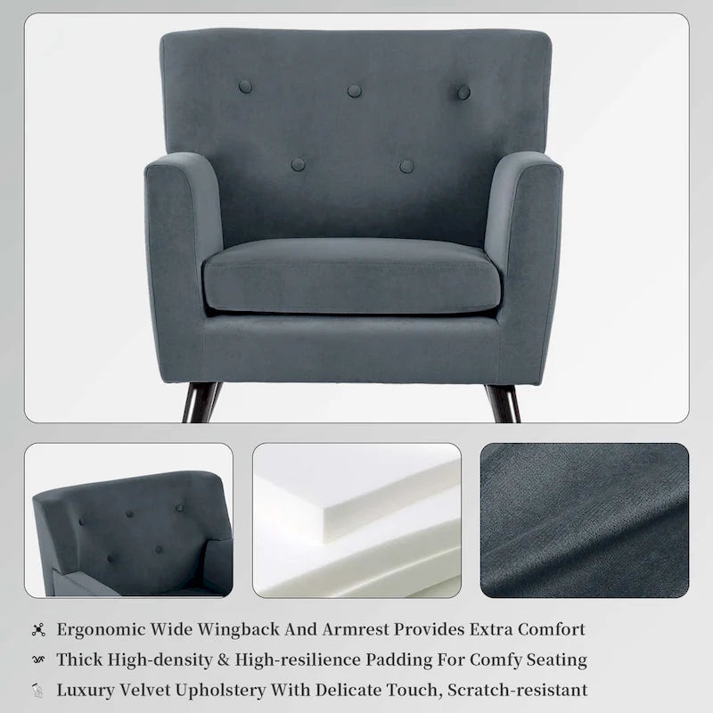 Velvet Tufted Accent Armchair
