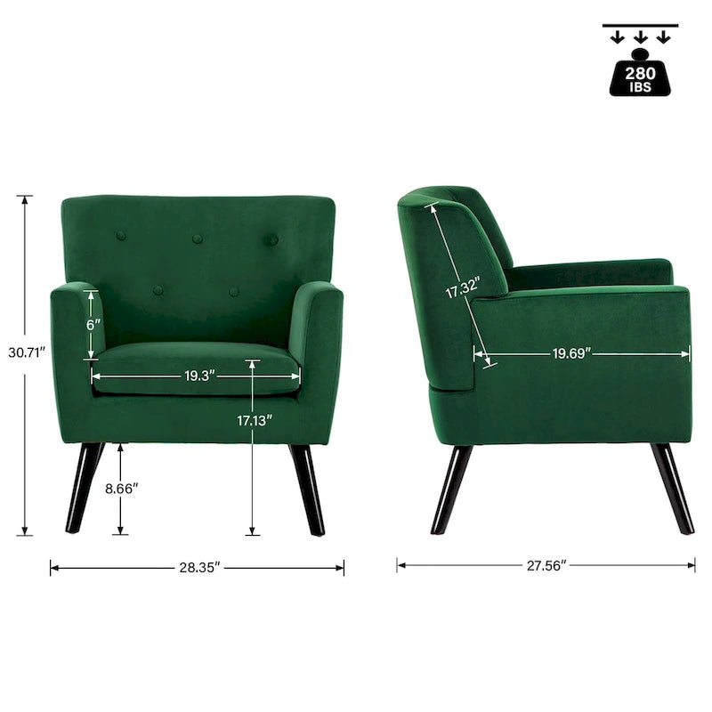 Velvet Tufted Accent Armchair