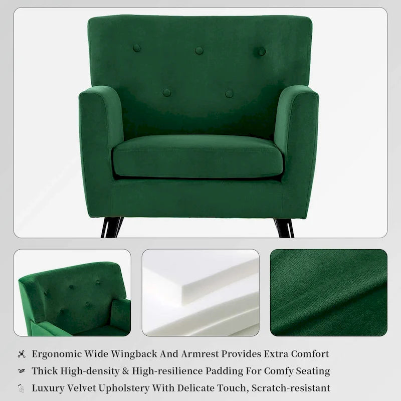 Velvet Tufted Accent Armchair