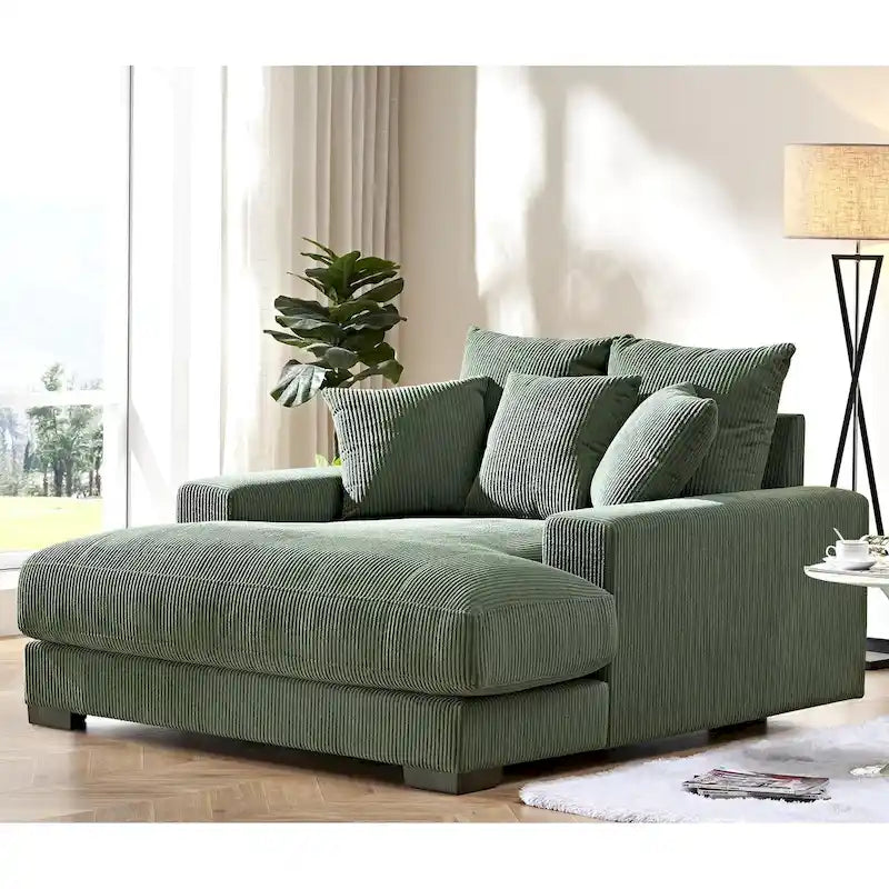 Corduroy Upholstered Chaise Lounge Chair