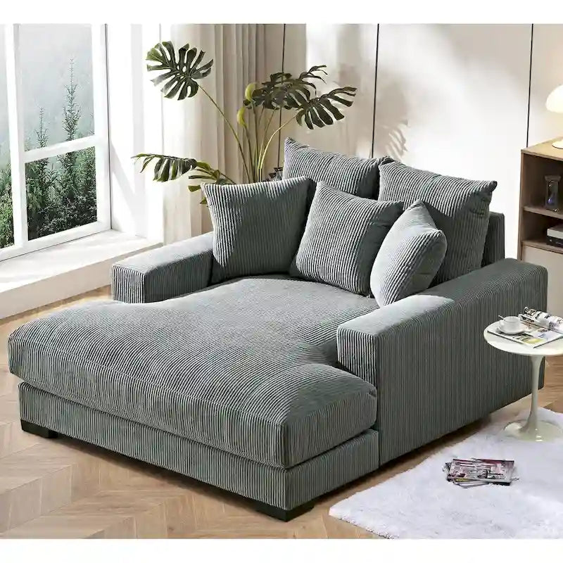 Corduroy Upholstered Chaise Lounge Chair