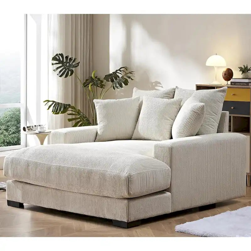Corduroy Upholstered Chaise Lounge Chair