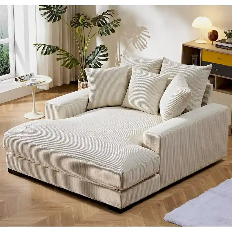 Corduroy Upholstered Chaise Lounge Chair