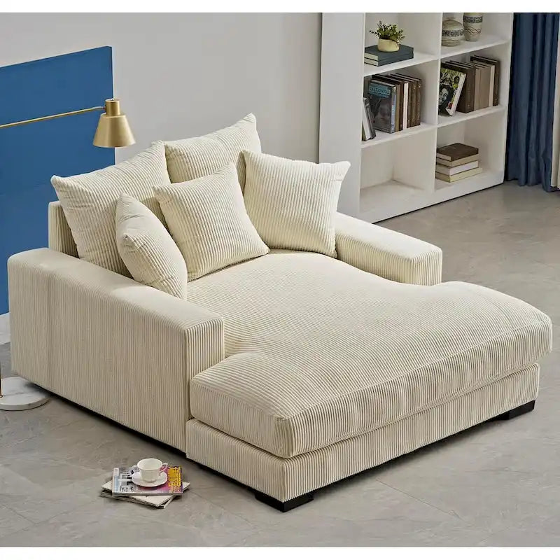 Corduroy Upholstered Chaise Lounge Chair