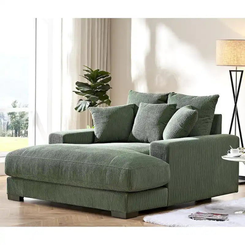 Corduroy Upholstered Chaise Lounge Chair