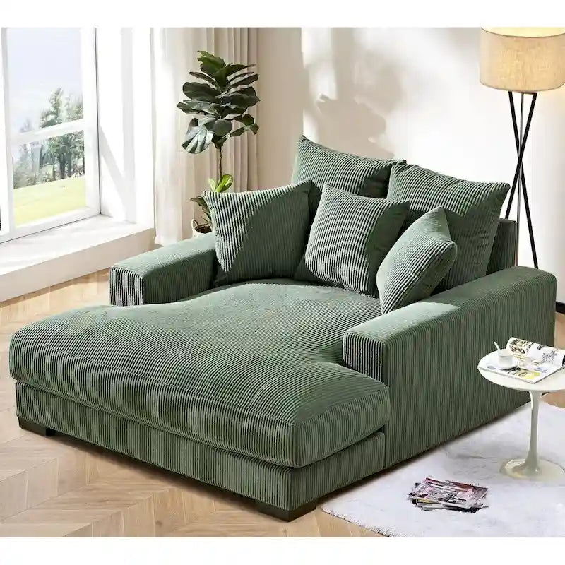 Corduroy Upholstered Chaise Lounge Chair