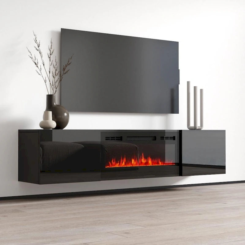 72palcový nástěnný elektrický krb s TV stolkem