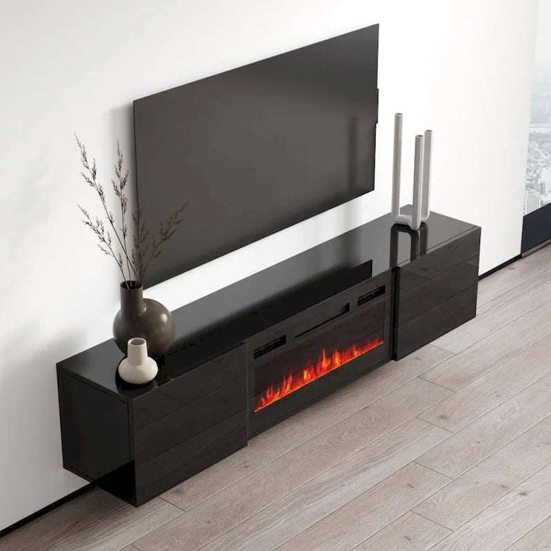 72-Inch Wall-Mounted Electric Fireplace TV Stand