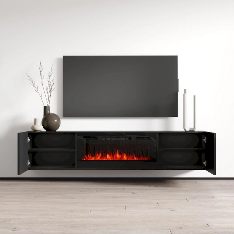 72palcový nástěnný elektrický krb s TV stolkem