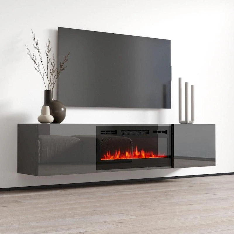 72palcový nástěnný elektrický krb s TV stolkem